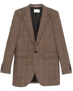 Saint Laurent Prince Of Wales Blazer - Brown