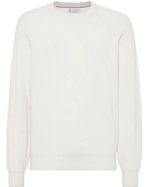 Brunello Cucinelli English Rib Knit Jumper - White