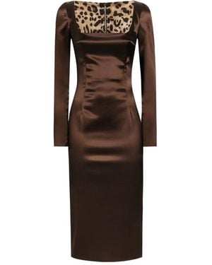 Dolce & Gabbana Dolce&Gabbana Stretch Satin Dress - Brown