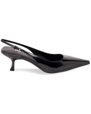 Prada Brushed Leather Slingback Pumps - White