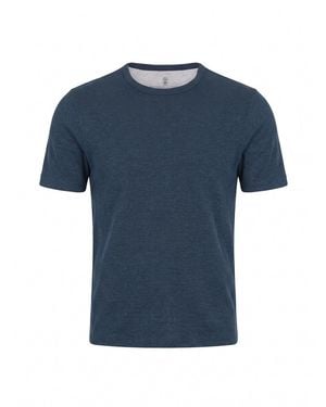 Brunello Cucinelli Ribbed Jersey T-Shirt - Blue