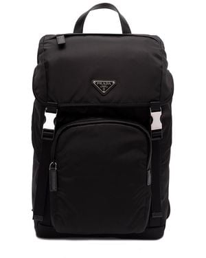 Prada Re-Nylon And Saffiano Leather Backpack - Black
