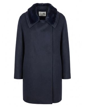 Manzoni 24 Cashmere Coat With Mink Details - Blue