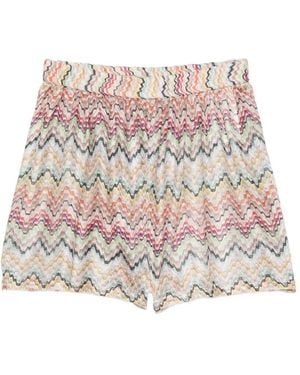 Missoni Zigzag-Knit Elasticated-Waist Shorts - Pink