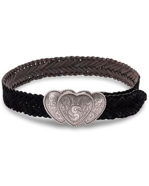 KATE CATE 'Queen Of Hearts' Braided Belt - Black