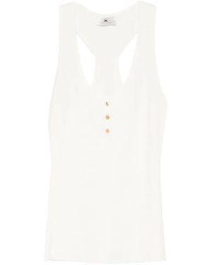 Elisabetta Franchi Haut Nervuré À Design Tressé - White