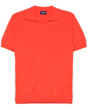 Drumohr V-Neck Polo With Logo - Red