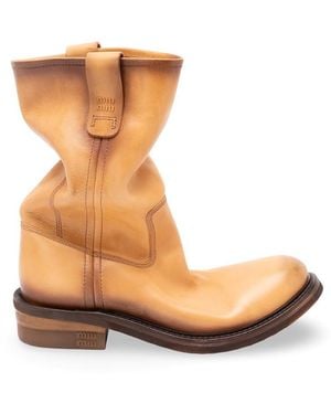 Miu Miu Foule Leather Booties - Multicolor