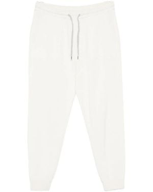 Brunello Cucinelli Cashmere English Rib Knit Track Trousers - White