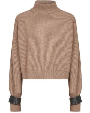 Brunello Cucinelli Cashmere Turtle-Neck Sweater - Natural