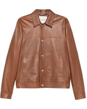 Jacob Cohen 'Trucker' Leather Jacket - Brown