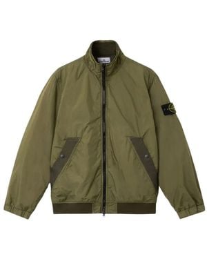 Stone Island Wool And Nylon Bomber Jacket - Green