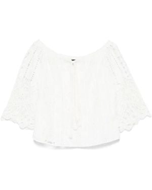 Pinko Off-The-Shoulder Blouse With Intricate Lace Detailing - White