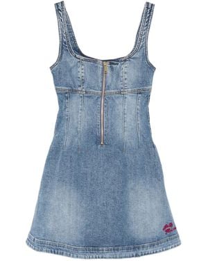 white christmas dresses Self-Portrait - Indigo Denim Crystal Trim Mini Dress main image 0