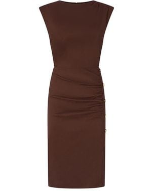 Pinko Button Ruched Dress - Brown