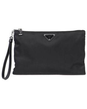 Prada Re-Nylon And Saffiano Pouch - Black