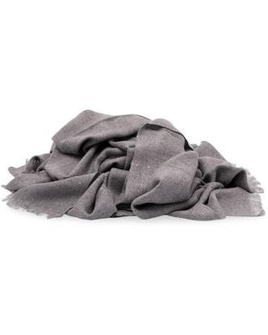 Brunello Cucinelli Cashmere And Silk 'Diamond' Yarn Scarf - Grey