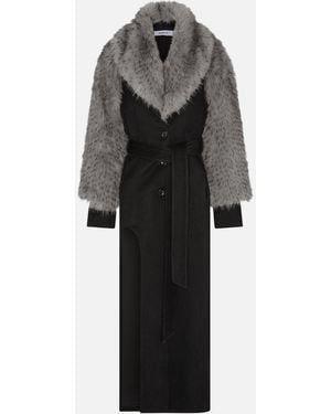 SRVC Studio Raven Coat With Detachable Faux Fur - Black