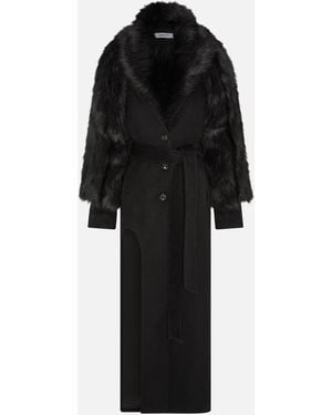 SRVC Studio Raven Coat With Detachable Faux Fur - Black