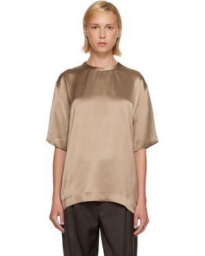 TOTEME Tan Satin T-Shirt - Natural