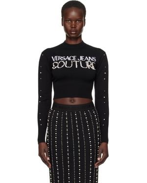 Versace Jeans Couture ブラック エンベリッシュド ロゴ セーター