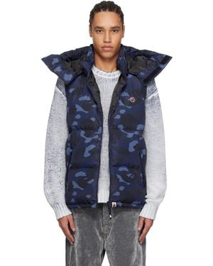 A Bathing Ape Veste Bleu Marine Rembourrée En Duvet À Motif Camouflage