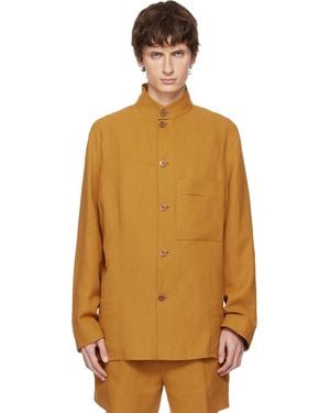 ZEGNA イエロー Standing Collar オーバーシャツ - オレンジ