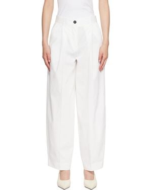 TOTEME Single Pleat Cotton Trousers - White