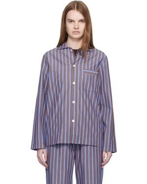 Tekla Poplin Long-Sleeved Pyjama Shirt - Purple