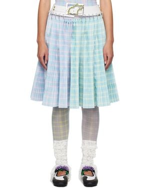 Chopova Lowena Pink & Yellow Lily Knee Midi Skirt - Blue