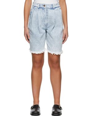 Tanner Fletcher Blue Denim Pleated Rhonda Shorts