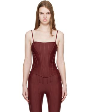 Mugler Ssense Exclusive Burgundy Corseted Top - Red