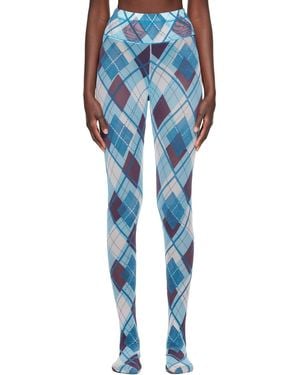 Chopova Lowena Bonnet Flocked Mesh Leggings - Blue