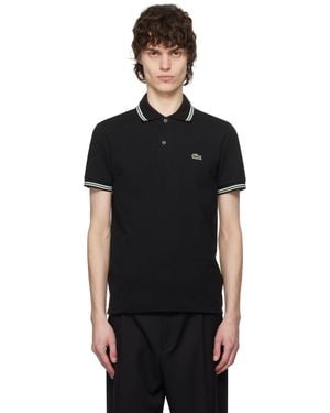 Lacoste ブラック レギュラーフィット トリムアクセント ポロシャツ