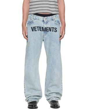 Vetements Embroidered Logo Jeans - Blue
