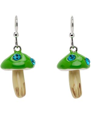 Marni Boucles d'oreilles graphiques vertes exclusives à ssense