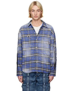 THUG CLUB Sword Flannel Shirt - Blue