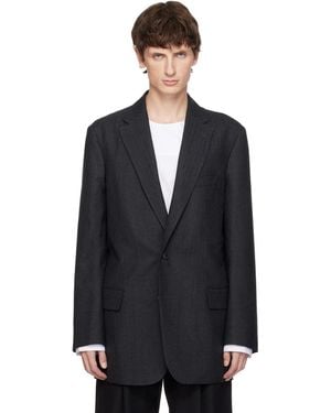 Dries Van Noten Herringbone Wool Blazer - Black