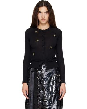 Simone Rocha Turbo Embellished Classic Merino Silk Cardigan - Black