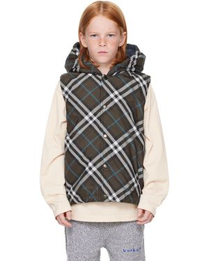 Burberry キッズ｜カーキ リバーシブル チェック ベスト - ブラック