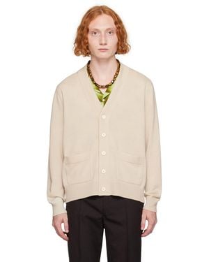 Dries Van Noten オフホワイト メリノウール カーディガン - ブラック