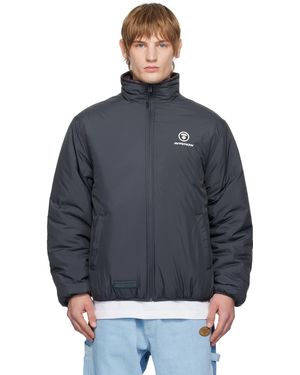 Aape By A Bathing Ape 'Aape Now' Moonface Logo Zip-Up Reversible Jacket - Blue