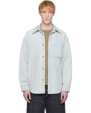 WOOYOUNGMI ブルー Flower Back Logo デニムシャツ - ホワイト