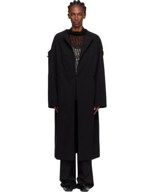 Y's Yohji Yamamoto Manteau Noir À Emmanchure Basse