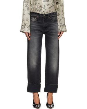 R13 Jean Bf Noir À Revers Roulés