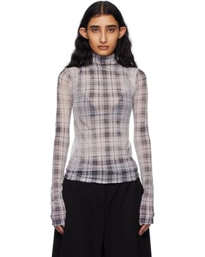 Acne Studios Col Roulé Sans Coutures Blanc Et Gris - Noir