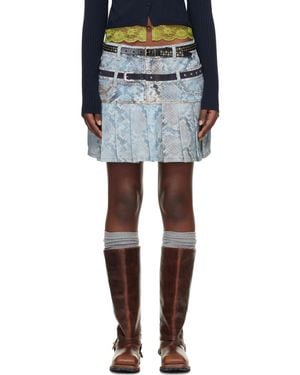 ANDERSSON BELL Python Fade Denim Printed Miniskirt - Black