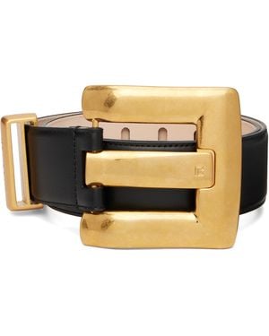 Balmain Anthem Calfskin Leather Belt - Metallic