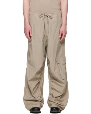 Hope Loose Drawstring Collapse Cargo Trousers - Natural