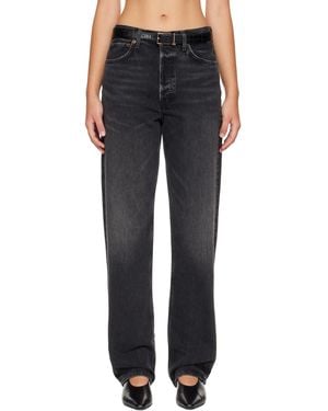Agolde Jean Droit 90's Noir À Taille Mi-Haute - Bleu